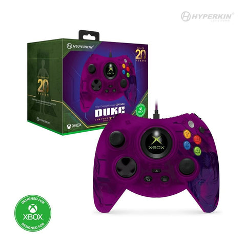 Duke styled Premium wired controller for Xbox Series X/ Xbox Series S/ Xbox One/ Windows 10 PC - Halo combat evolved Cortana purple | Hyperkin - 1