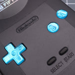 Hand cast custom resin buttons for Nintendo Game Boy Color (GBC CGB) - Chrome blue | Lab Fifteen Co