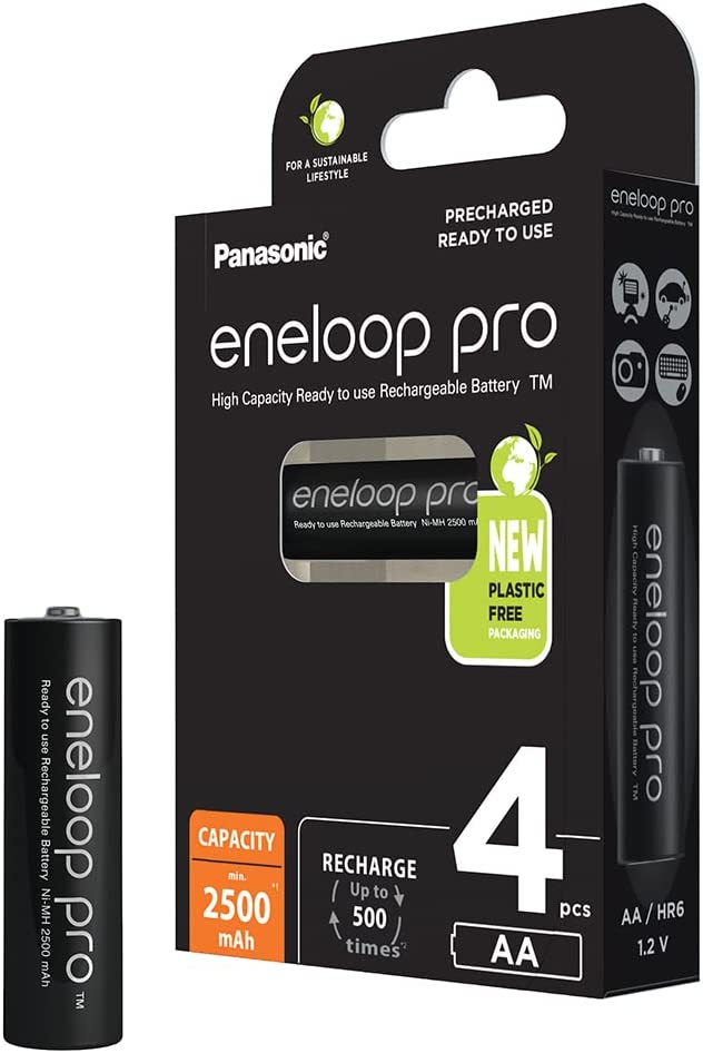 Eneloop Pro AA 2500mah rechargable batteries Ni - MH (BK - 3HCDE/4BE) - 4 Pack | Panasonic - 1