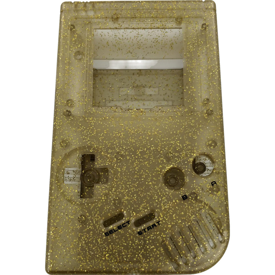 Front & Back Housing Shell For Nintendo Game Boy DMG - 01 Original Console - Clear Glittery Gold | Retro Modding - 1