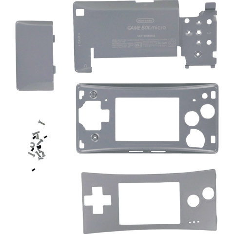 Full housing shell for Nintendo Game Boy Micro console replacement mod kit - Chrome Silver | ZedLabz - 1