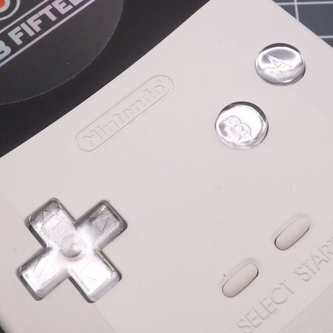 Hand cast custom resin buttons for Nintendo Game Boy Color (GBC CGB) - Chrome silver | Lab Fifteen Co