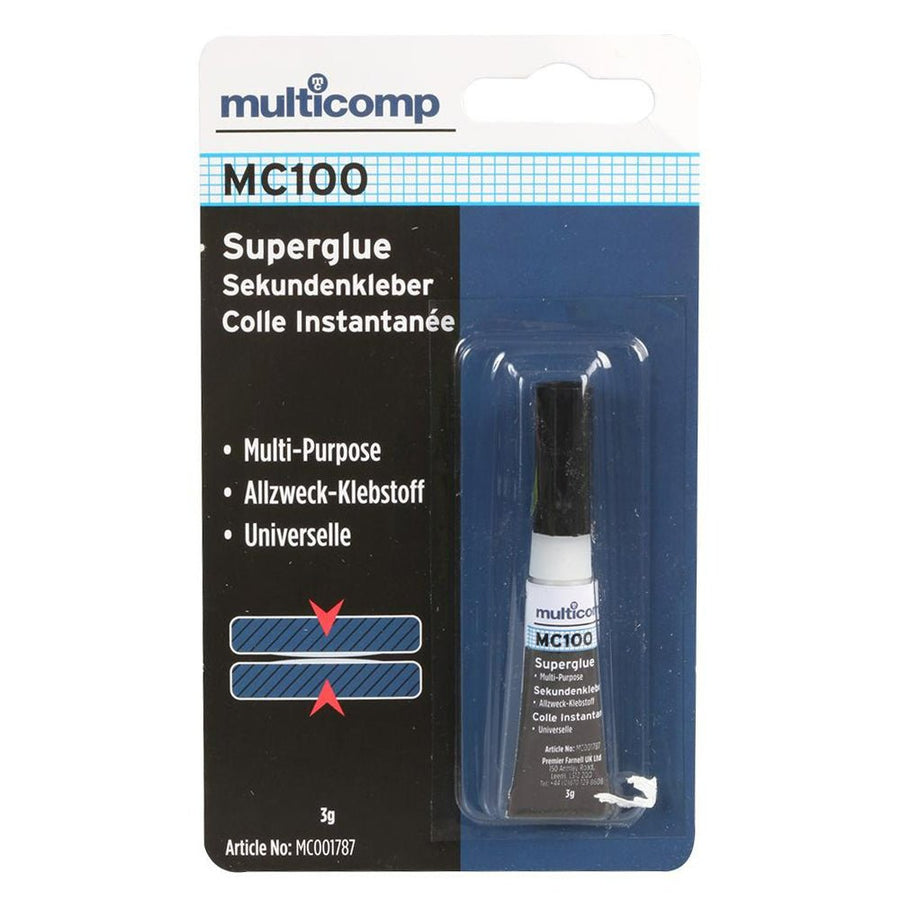 General purpose MC100 cyanoacrylate fast curing superglue 3g | Multicomp - 1