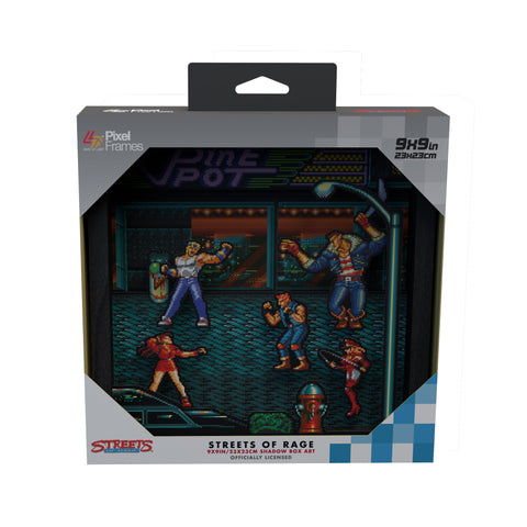 Streets Of Rage (1991) shadow box art officially licensed 9x9 inch (23x23cm) | Pixel Frames