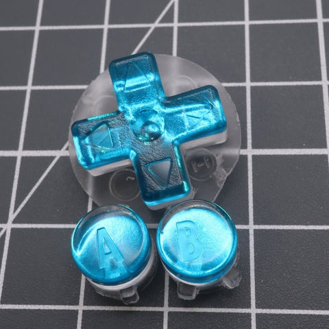 Hand cast custom resin buttons for Nintendo Game Boy Advance - Chrome Blue | Lab Fifteen Co - 1