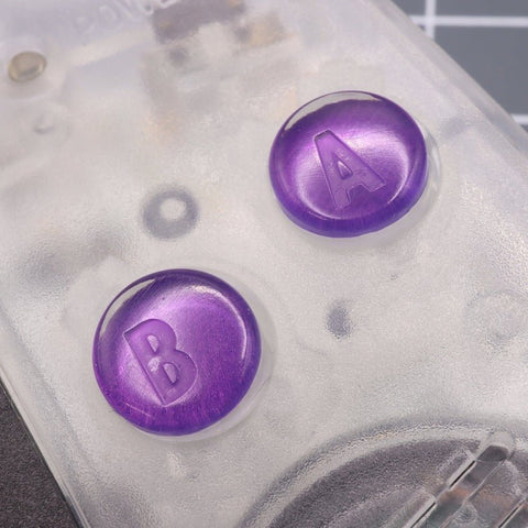 Hand cast custom resin buttons for Nintendo Game Boy Advance - Chrome Purple | Lab Fifteen Co - 2