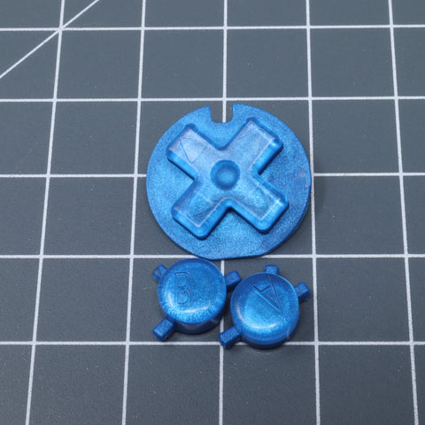 Hand cast custom resin buttons for Nintendo Game Boy Color - Candy Blue Berry | Lab Fifteen Co - 1