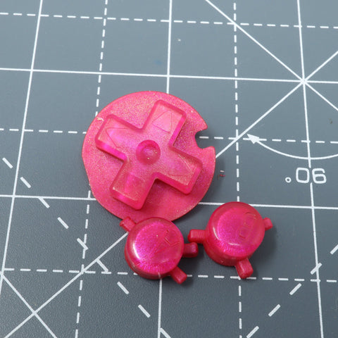 Hand cast custom resin buttons for Nintendo Game Boy Color - Candy Raspberry | Lab Fifteen Co - 1