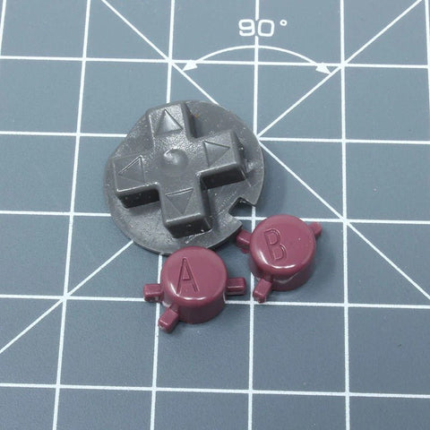 Hand cast custom resin buttons for Nintendo Game Boy Color - DMG style burgundy red | Lab Fifteen Co - 1