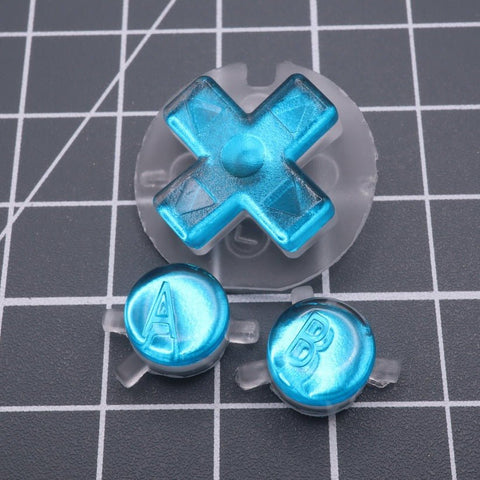 Hand cast custom resin buttons for Nintendo Game Boy Color (GBC CGB) - Chrome blue | Lab Fifteen Co - 1