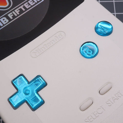 Hand cast custom resin buttons for Nintendo Game Boy Color (GBC CGB) - Chrome blue | Lab Fifteen Co - 2