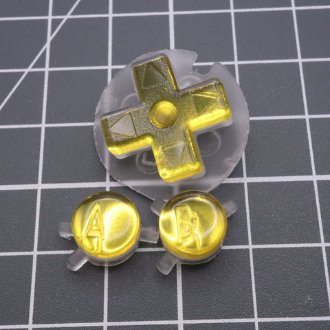 Hand cast custom resin buttons for Nintendo Game Boy Color (GBC CGB) - Chrome gold | Lab Fifteen Co - 1