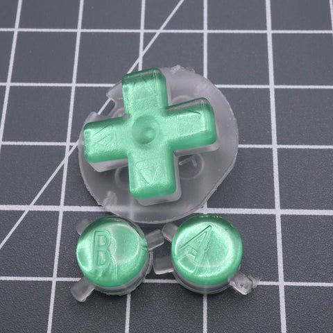 Hand cast custom resin buttons for Nintendo Game Boy Color (GBC CGB) - Chrome Green | Lab Fifteen Co - 1