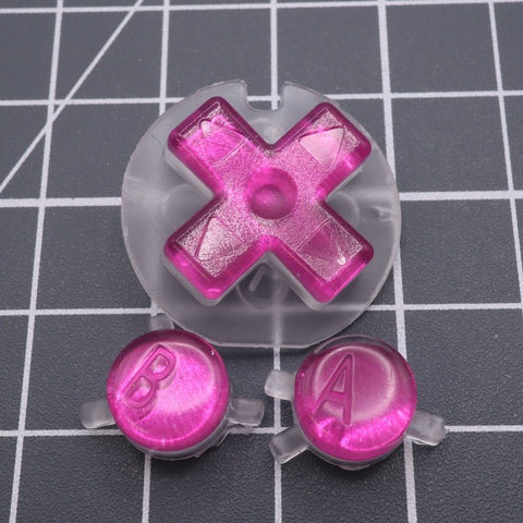 Hand cast custom resin buttons for Nintendo Game Boy Color (GBC CGB) - Chrome pink | Lab Fifteen Co - 1