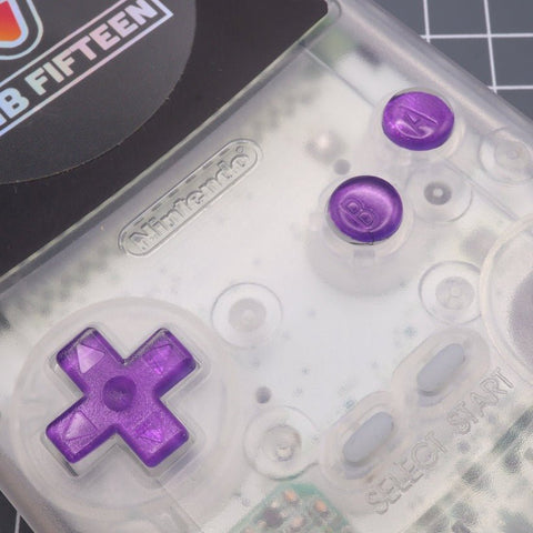 Hand cast custom resin buttons for Nintendo Game Boy Color (GBC CGB) - Chrome purple | Lab Fifteen Co - 2