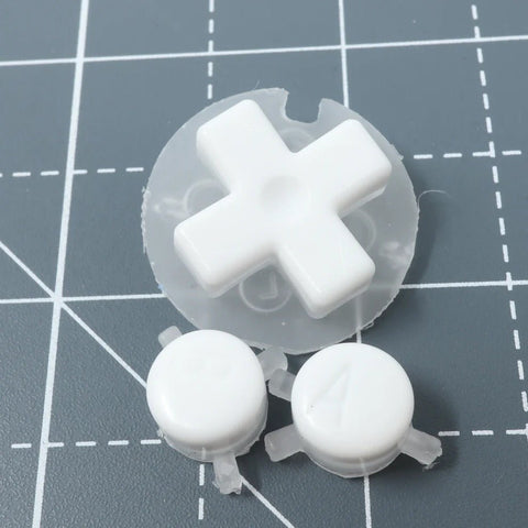 Hand cast custom resin buttons for Nintendo Game Boy Color - Pudding caps white [GBC CGB] | Lab Fifteen Co - 1