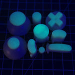 Hand cast custom resin buttons set for Nintendo GameCube - Glow in the aqua GITD [NGC] | Lab Fifteen Co - 1