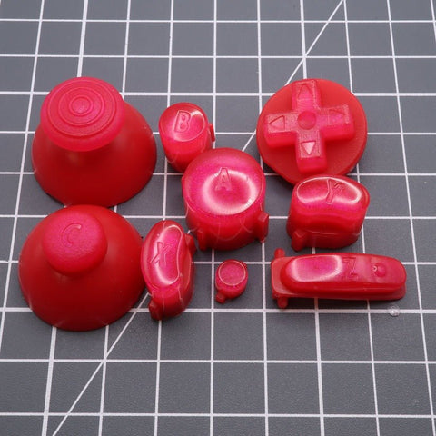 Hand cast custom resin buttons set for Nintendo GameCube - Raspberry candy [NGC] | Lab Fifteen Co - 1