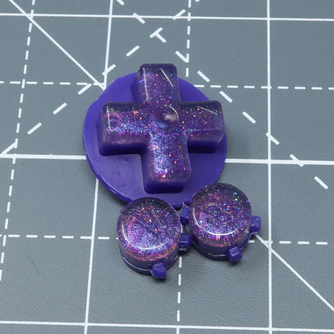 Hand cast resin buttons for Nintendo Game Boy Advance (AGB GBA) - Cosmic purple | Lab Fifteen Co - 1