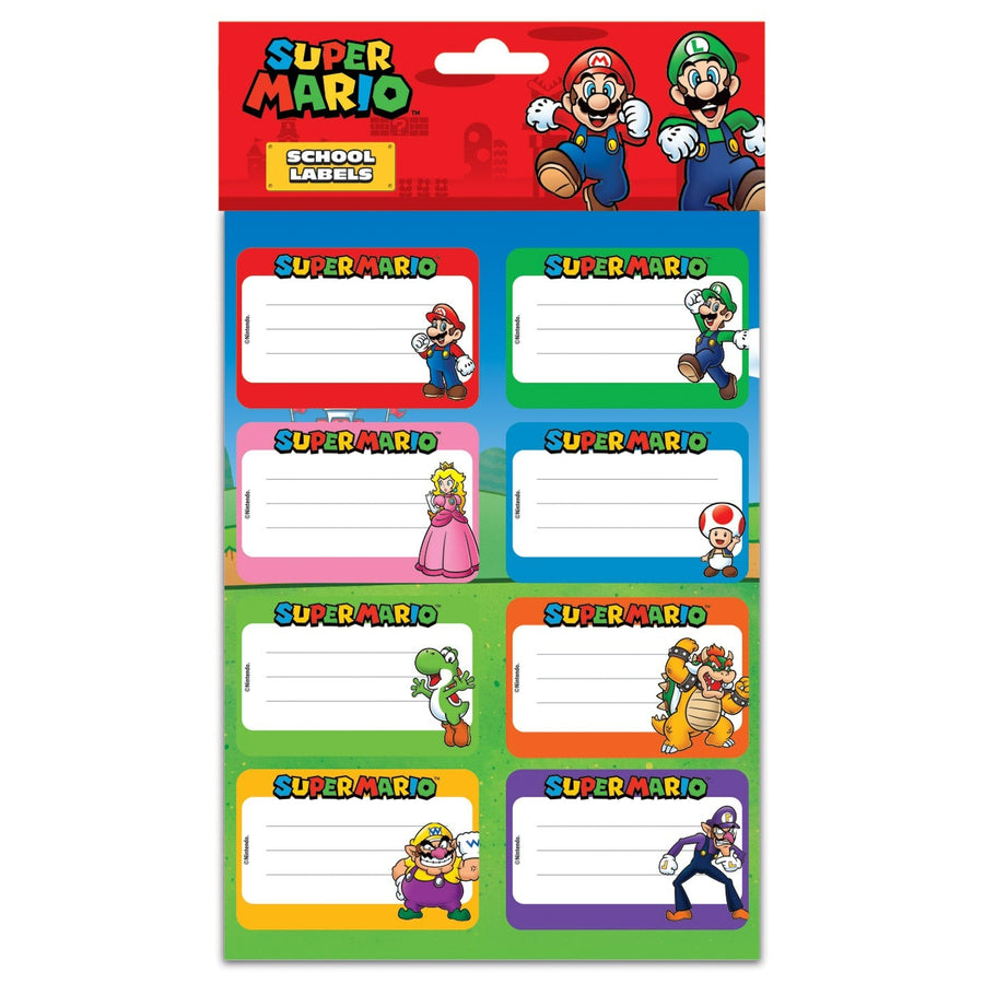 Super Mario blank label sticker school labels set of 16 | Pyramid