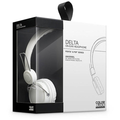 Headphones for iPhone iPod iPad MP3 on ear earphones inline mic - White | Delta - 1