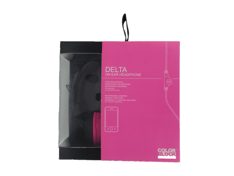 Headphones for iPhone iPod iPad on ear earphones inline mic Pink REFURB | Delta - 1