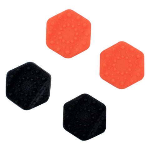 Hexagon thumbstick grip caps for Sony PS4 controller non slip extended heavy duty silicone - 4 pack Black & Orange | ZedLabz - 1