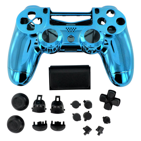 Housing shell for PS4 Slim Pro controller ZCT2 JDM - 040 complete replacement - Chrome Blue & Black | ZedLabz - 1