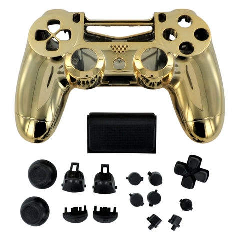 Housing shell for PS4 Slim Pro controller ZCT2 JDM - 040 complete replacement - Chrome Gold & Black | ZedLabz - 1