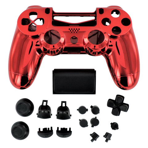 Housing shell for PS4 Slim Pro controller ZCT2 JDM - 040 complete replacement - Chrome Red & Black | ZedLabz - 1