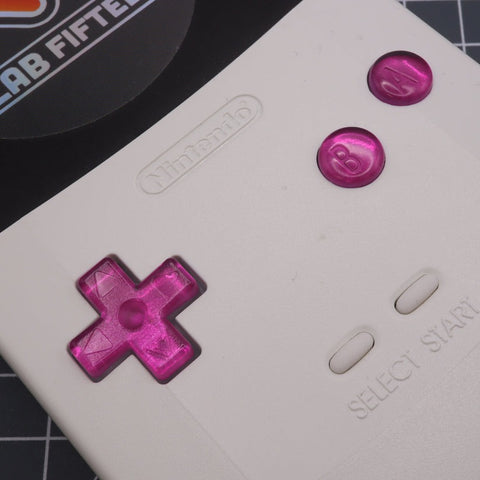 Hand cast custom resin buttons for Nintendo Game Boy Color (GBC CGB) - Chrome pink | Lab Fifteen Co