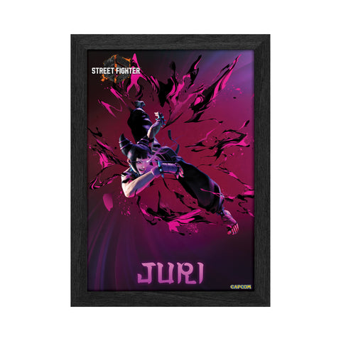 Street Fighter 6 Juri Plax lenticular frame 3D wall art officially licensed 10"x12" inch (23x30cm) | Pixel Frames