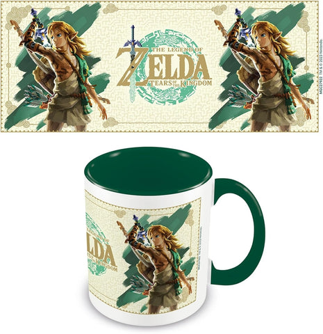 The Legend of Zelda Tears of The Kingdom TOTK (Link Unleashed) official mug 11oz/315ml green & white | Pyramid