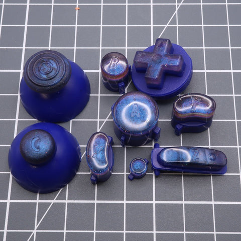 Hand cast custom resin buttons set for Nintendo GameCube - Cosmic blue [NGC] | Lab Fifteen Co
