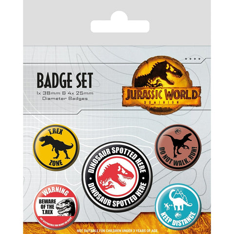 Jurassic World: Dominion warning signs official badge pack of 5 | Pyramid - 1