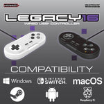 Legacy16 wired USB Snes style controller gamepad for Nintendo Switch, PC, Mac & USB devices - White | Retro - Bit - 8