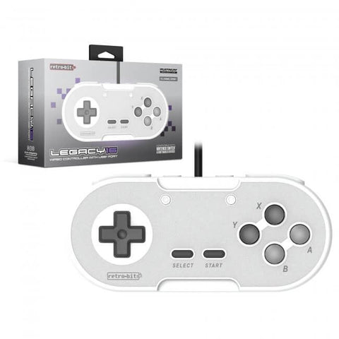 Legacy16 wired USB Snes style controller gamepad for Nintendo Switch, PC, Mac & USB devices - White | Retro - Bit - 1