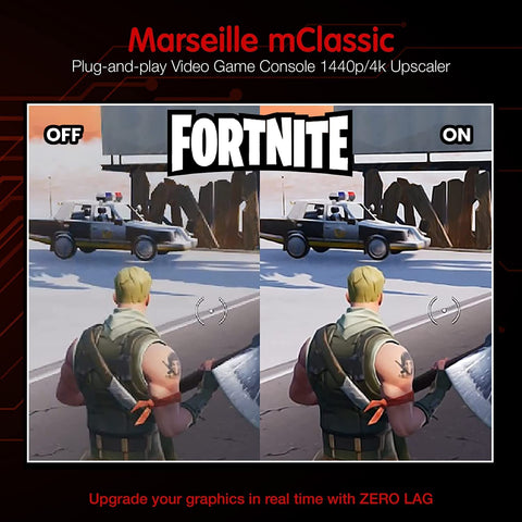 mClassic Plug - and - Play Video Game Console Graphics Card upgrade - 1440p/4K Upscaler with No Lag for Nintendo Switch, PlayStation, Xbox, Wii, GameCube, Dreamcast and more | Marseille - 2