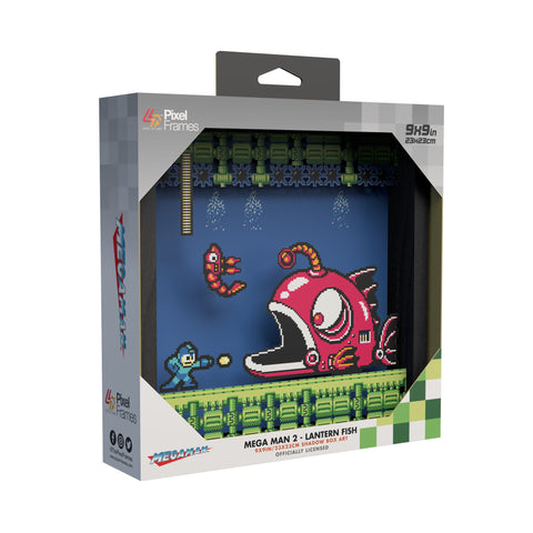 Mega Man 2 Lantern Fish Scene video game (1991) shadow box art officially licensed 9x9 inch (23x23cm) | Pixel Frames - 1