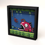 Mega Man 2 Lantern Fish Scene video game (1991) shadow box art officially licensed 9x9 inch (23x23cm) | Pixel Frames - 4