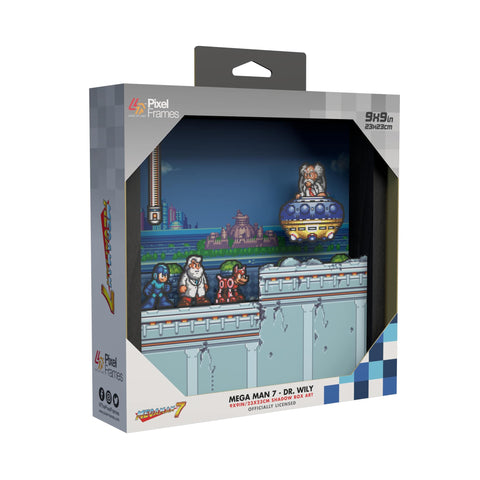 Mega Man 7 Dr. Wily scene video game (1997) shadow box art officially licensed 9x9 inch (23x23cm) | Pixel Frames - 1