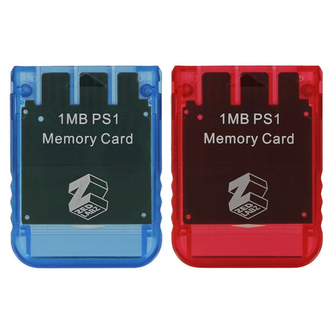 Memory card for PS1 Sony 1MB 15 block PS one PSX PS2 compatible - 2 pack Blue & Red | ZedLabz - 1