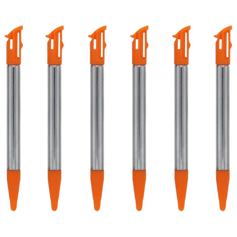 Metal Extendable Stylus Pens For Nintendo 2DS XL - 6 Pack Orange | ZedLabz - 2