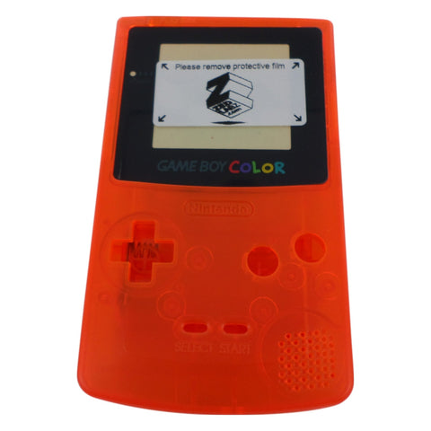 Modified complete housing shell for IPS LCD screen Nintendo Game Boy Color console replacement - Clear Orange | ZedLabz - 1