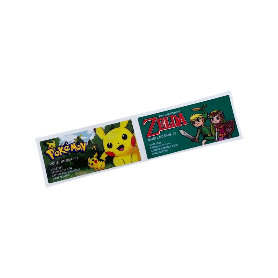 Novelty reproduction stickers for Game Boy Original DMG - 01 console - Zelda & Pokemon style | ZedLabz - 1