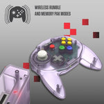 Tribute 64 2.4Ghz wireless N64 mini controller for N64, Switch, PC, Mac and Other USB Devices V2 - Clear red | Retro-Bit