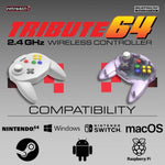 Tribute 64 2.4Ghz wireless N64 mini controller for N64, Switch, PC, Mac and Other USB Devices V2 - Atomic purple | Retro-Bit