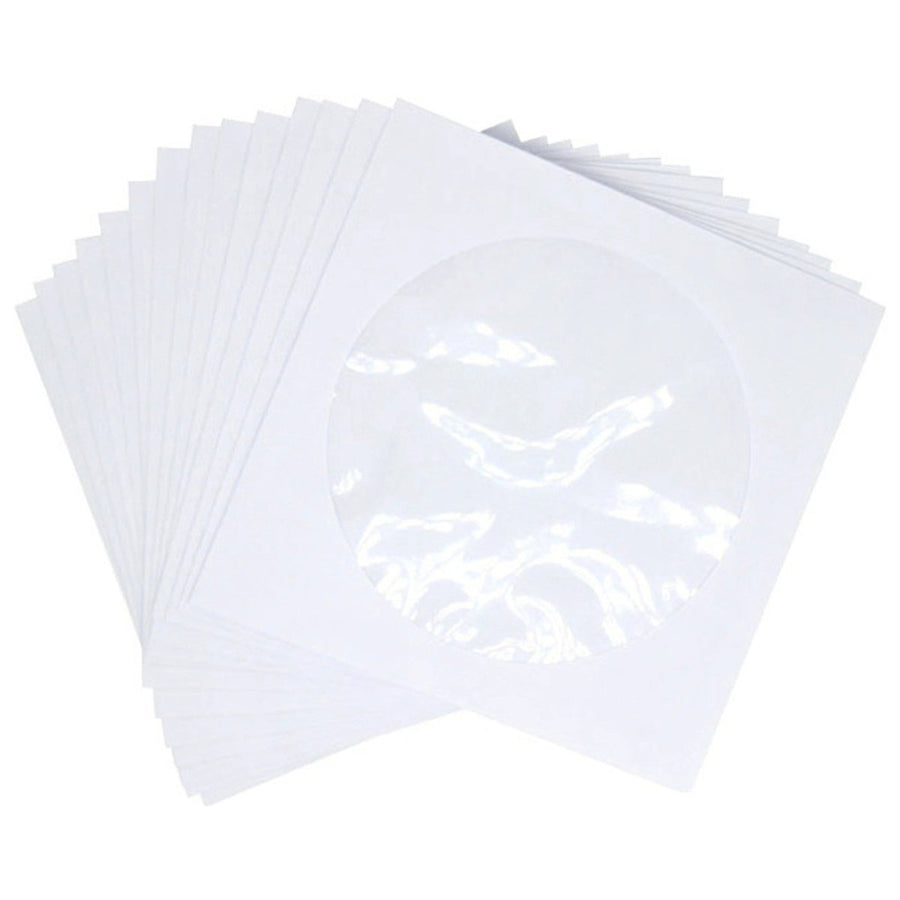 Paper CD storage sleeves wallets for CD, DVD & Blu - ray - 100 pack white | Premium - 1