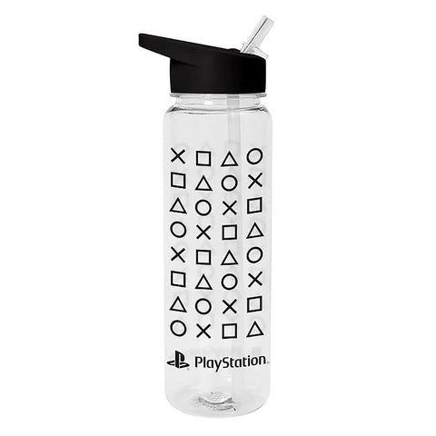 Plastic drinks bottle with integrated straw PlayStation officially licensed 700ml (25oz) black | Pyramid - 1