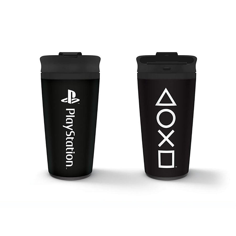 Playstation Symbols metal double walled travel mug officially licensed 16oz/450ml - Onyx Black | Pyramid - 1